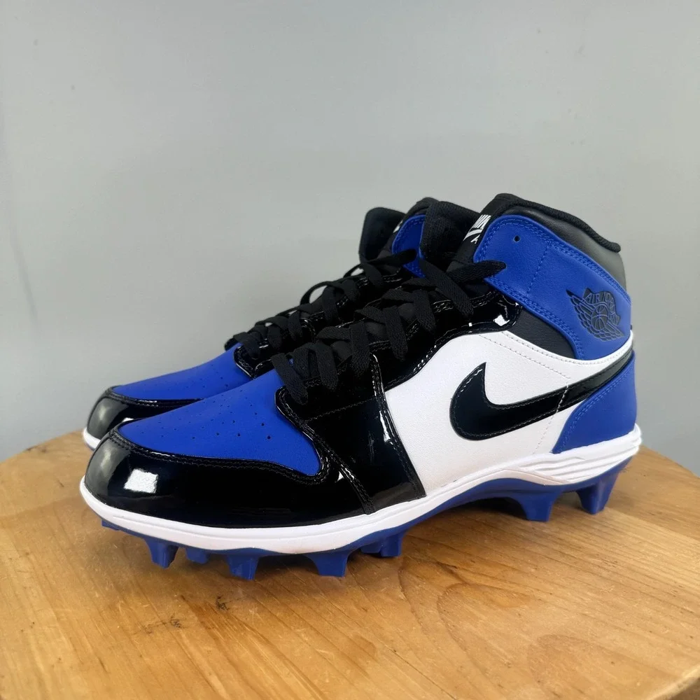 Nike Jordan 1 Retro Mid TD Men's Size 11 Football Cleats Game Royal Blue Black